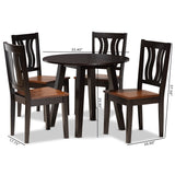 Anesa Modern and Contemporary Transitional Two-Tone Dark Brown and Walnut Brown Finished Wood 5-Piece Dining Set