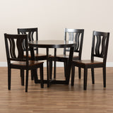 Elodia Modern and Contemporary Transitional Two-Tone Dark Brown and Walnut Brown Finished Wood 5-Piece Dining Set