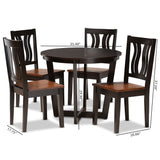 Elodia Modern and Contemporary Transitional Two-Tone Dark Brown and Walnut Brown Finished Wood 5-Piece Dining Set