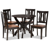 Karla Modern and Contemporary Transitional Two-Tone Dark Brown and Walnut Brown Finished Wood 5-Piece Dining Set
