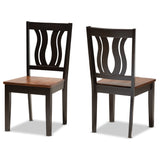 Fenton Modern and Contemporary Transitional Two-Tone Dark Brown and Walnut Brown Finished Wood 2-Piece Dining Chair Set