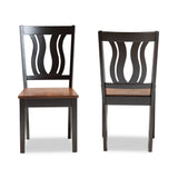 Fenton Modern and Contemporary Transitional Two-Tone Dark Brown and Walnut Brown Finished Wood 2-Piece Dining Chair Set