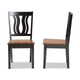 Fenton Modern and Contemporary Transitional Two-Tone Dark Brown and Walnut Brown Finished Wood 2-Piece Dining Chair Set