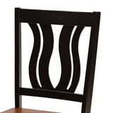 Fenton Modern and Contemporary Transitional Two-Tone Dark Brown and Walnut Brown Finished Wood 2-Piece Dining Chair Set