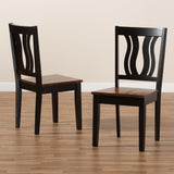 Fenton Modern and Contemporary Transitional Two-Tone Dark Brown and Walnut Brown Finished Wood 2-Piece Dining Chair Set