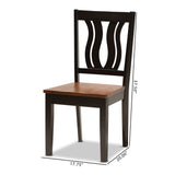 Fenton Modern and Contemporary Transitional Two-Tone Dark Brown and Walnut Brown Finished Wood 2-Piece Dining Chair Set