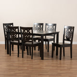 Luisa Modern and Contemporary Transitional Dark Brown Finished Wood 7-Piece Dining Set