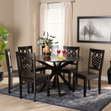 Liese Modern and Contemporary Transitional Dark Brown Finished Wood 7-Piece Dining Set