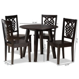 Mina Modern and Contemporary Transitional Dark Brown Finished Wood 5-Piece Dining Set