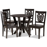Valda Modern and Contemporary Transitional Dark Brown Finished Wood 5-Piece Dining Set