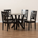 Valda Modern and Contemporary Transitional Dark Brown Finished Wood 5-Piece Dining Set
