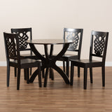 Wanda Modern and Contemporary Transitional Dark Brown Finished Wood 5-Piece Dining Set