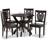 Wanda Modern and Contemporary Transitional Dark Brown Finished Wood 5-Piece Dining Set