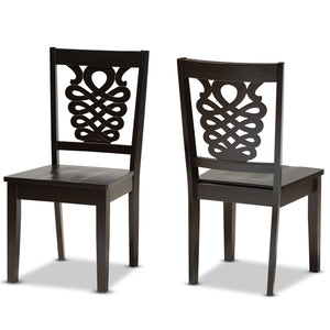 Gervais Modern and Contemporary Transitional Dark Brown Finished Wood 2-Piece Dining Chair Set