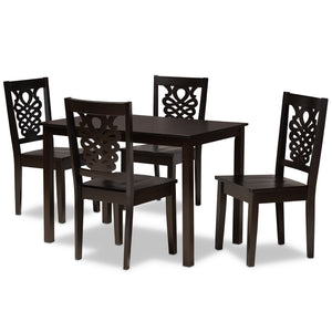 Luisa Modern and Contemporary Transitional Dark Brown Finished Wood 5-Piece Dining Set