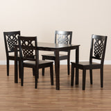 Luisa Modern and Contemporary Transitional Dark Brown Finished Wood 5-Piece Dining Set