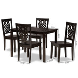 Luisa Modern and Contemporary Transitional Dark Brown Finished Wood 5-Piece Dining Set