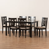 Baxton Studio Gervais Modern and Contemporary Sand Fabric Upholstered and Dark Brown Finished Wood 7-Piece Dining Set