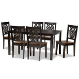 Luisa Modern and Contemporary Two-Tone Dark Brown and Walnut Brown Finished Wood Dining Set