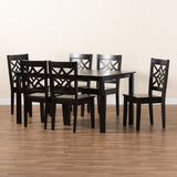 Nicolette Modern and Contemporary Dark Brown Finished Wood 7-Piece Dining Set