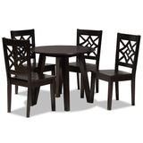 Rava Modern and Contemporary Brown Finished Wood 5-Piece Dining Set