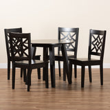 Rava Modern and Contemporary Dark Brown Finished Wood 5-Piece Dining Set