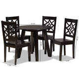 Rava Modern and Contemporary Dark Brown Finished Wood 5-Piece Dining Set