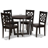 Brava Modern and Contemporary Dark Brown Finished Wood 5-Piece Dining Set