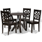 Kaila Modern and Contemporary Dark Brown Finished Wood 5-Piece Dining Set