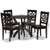 Anila Modern and Contemporary Dark Brown Finished Wood 5-Piece Dining Set