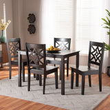 Nicolette Modern and Contemporary Dark Brown Finished Wood 5-Piece Dining Set