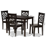 Nicolette Modern and Contemporary Dark Brown Finished Wood 5-Piece Dining Set