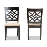 Baxton Studio Nicolette Modern and Contemporary Sand Fabric Upholstered and Dark Brown Finished Wood 2-Piece Dining Chair Set