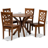 Miela Modern and Contemporary Walnut Brown Finished Wood 5-Piece Dining Set