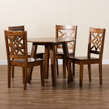 Rava Modern and Contemporary Walnut Brown Finished Wood 5-Piece Dining Set