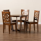 Brava Modern and Contemporary Walnut Brown Finished Wood 5-Piece Dining Set