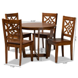 Brava Modern and Contemporary Walnut Brown Finished Wood 5-Piece Dining Set