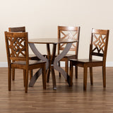 Anila Modern and Contemporary Walnut Brown Finished Wood 5-Piece Dining Set