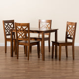 Nicolette Modern and Contemporary Walnut Brown Finished Wood 5-Piece Dining Set