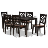 Nicolette Modern and Contemporary Two-Tone Dark Brown and Walnut Brown Finished Wood 7-Piece Dining Set