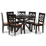 Miela Modern and Contemporary Two-Tone Dark Brown and Walnut Brown Finished Wood 7-Piece Dining Set