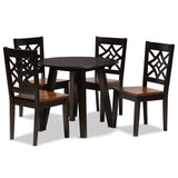 Rava Modern and Contemporary Brown Finished Wood 5-Piece Dining Set