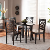 Rava Modern and Contemporary Two-Tone Dark Brown and Walnut Brown Finished Wood 5-Piece Dining Set