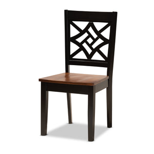 Kaila Modern and Contemporary Two-Tone Dark Brown and Walnut Brown Finished Wood 5-Piece Dining Set