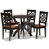 Anila Modern and Contemporary Two-Tone Dark Brown and Walnut Brown Finished Wood 5-Piece Dining Set