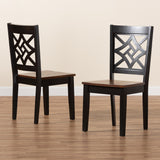 Nicolette Modern and Contemporary Two-Tone Dark Brown and Walnut Brown Finished Wood 2-Piece Dining Chair Set