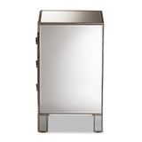 Ewan Contemporary Glam and Luxe Mirrored 3-Drawer Nightstand 