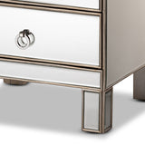 Ewan Contemporary Glam and Luxe Mirrored 3-Drawer Nightstand 