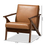 Baxton Studio Bianca Mid-Century Modern Walnut Brown Finished Wood and Tan Faux Leather Effect Lounge Chair