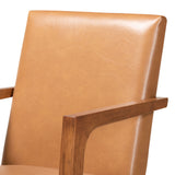 Baxton Studio Andrea Mid-Century Modern Tan Faux Leather Upholstered and Walnut Brown Finished Wood 2-Piece Armchair Set